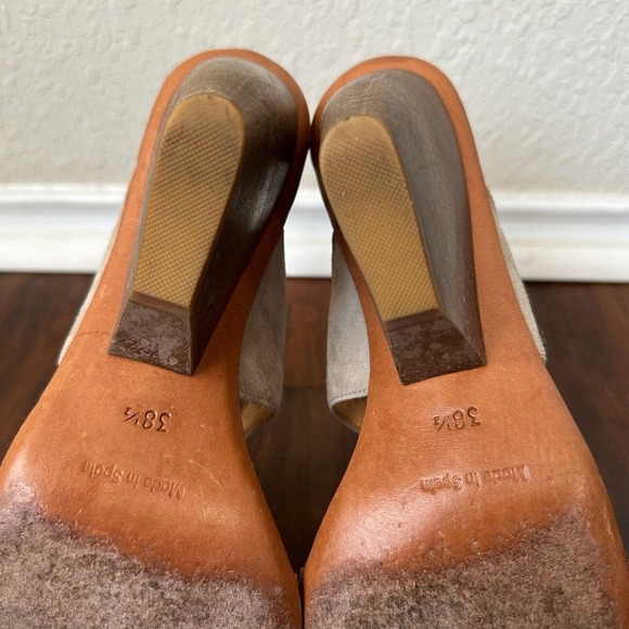 COCLICO Cut Out Ankle Strap Heeled Sandals Taupe Suede Leather - Picture 11 of 12